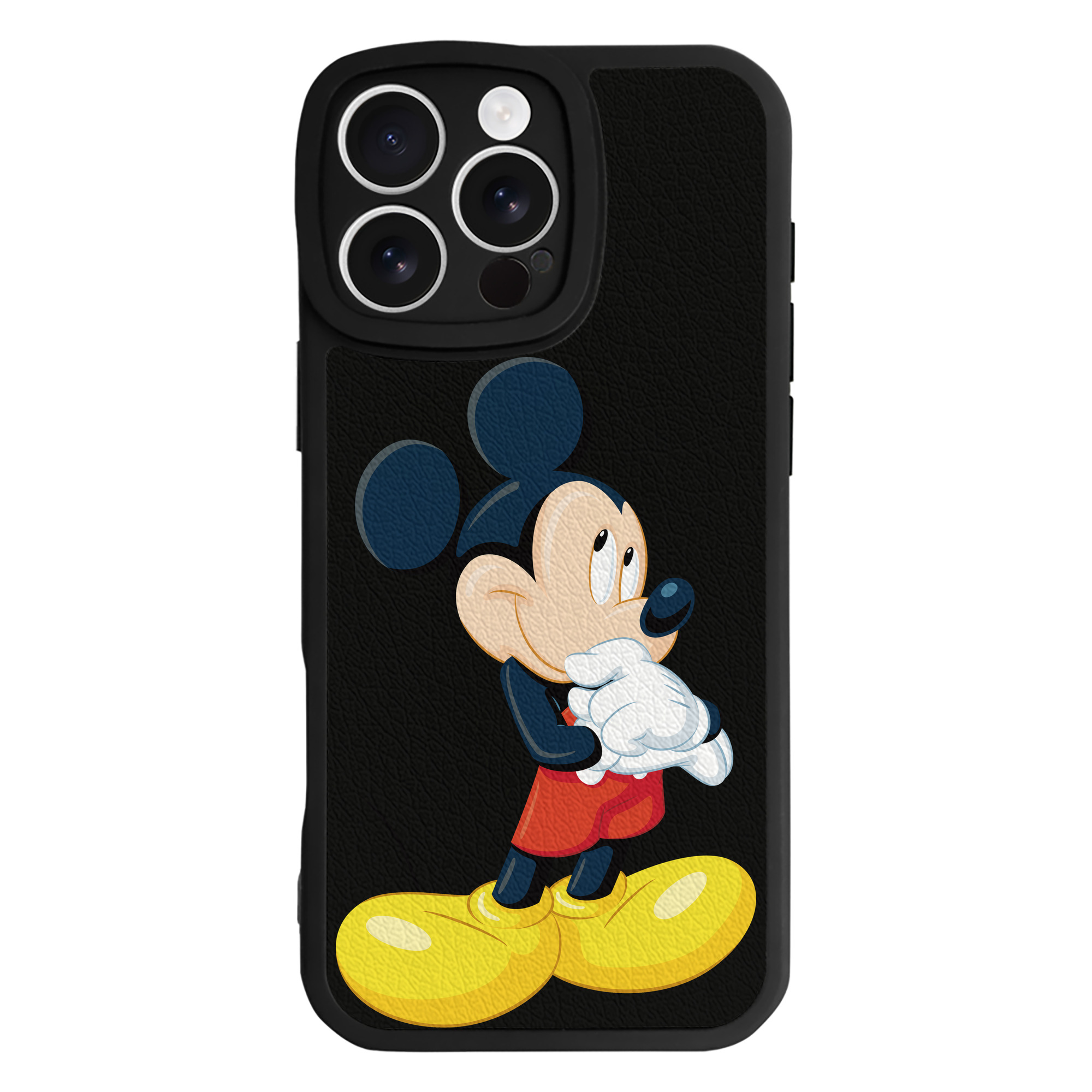 （画像用） ミッキーマウス Mickey Mouse 【iPhone 16シリーズ対応】シリコンスマホケース（レザー調） 材質：シリコン